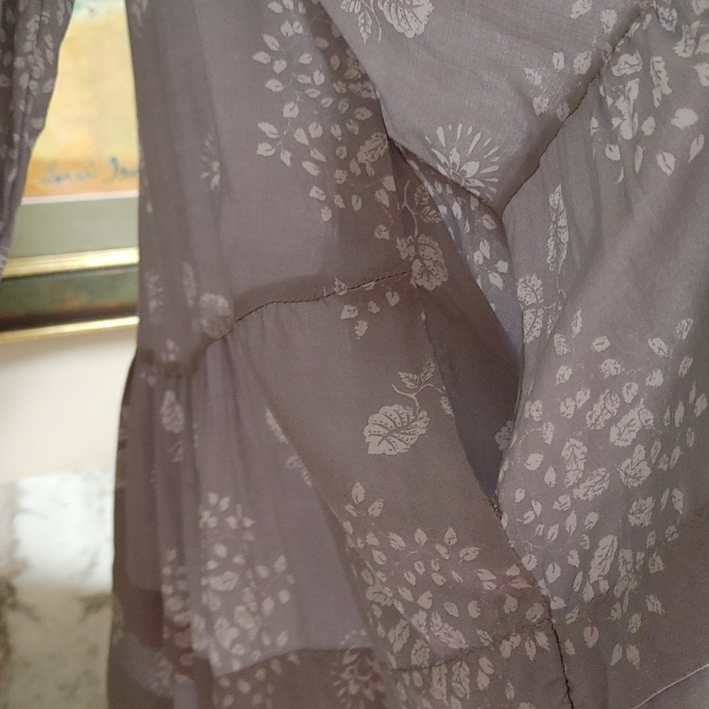 Anthropologie Holding Horses Gray & White Rayon Tunic Top w Pockets S - Picture 3 of 11